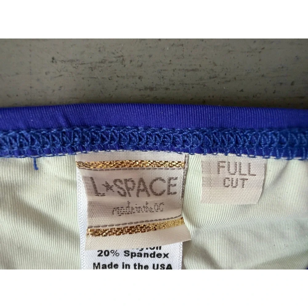 L*Space Royal Blue White Strappy Side Full Cut Bikini Bottom XS CA28492